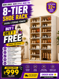 🔥 Premium Shoe Rack Shelf 8 Layer | BOGO & 5-Year Warranty